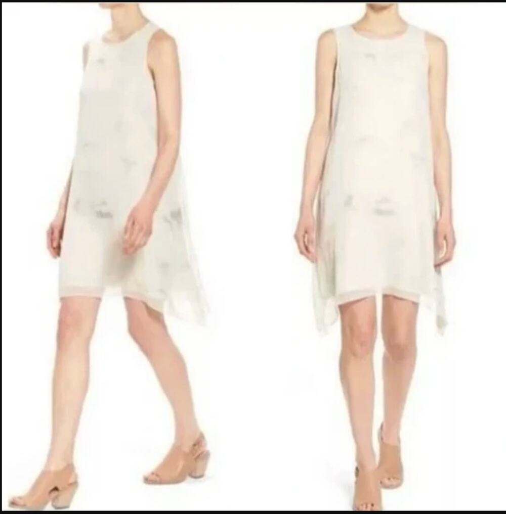 EILEEN FISHER Tonal Cloud 100% Silk Dress - Size Large
